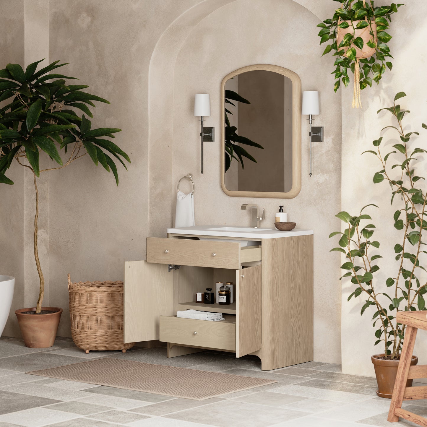 James Martin Vanities Gracyn 36" Coastal Driftwood Single Vanity With 3cm White Zeus Quartz Top