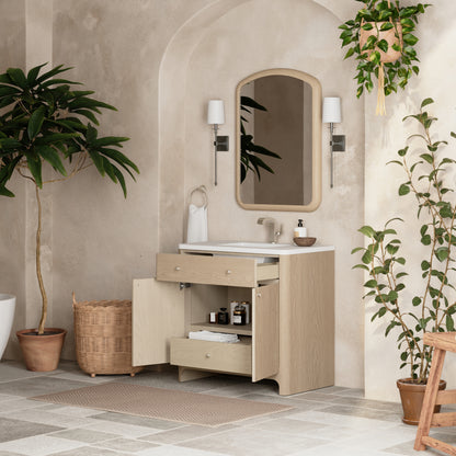 James Martin Vanities Gracyn 36" Coastal Driftwood Single Vanity With 3cm White Zeus Quartz Top