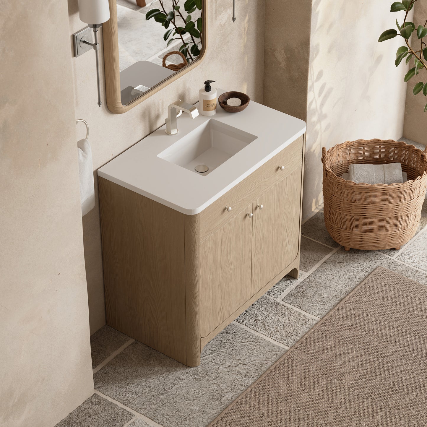 James Martin Vanities Gracyn 36" Coastal Driftwood Single Vanity With 3cm White Zeus Quartz Top