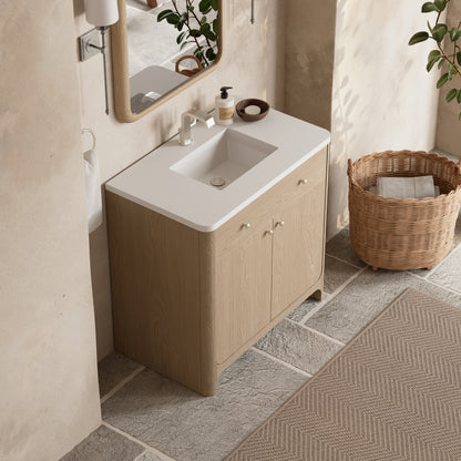 James Martin Vanities Gracyn 36" Coastal Driftwood Single Vanity With 3cm White Zeus Quartz Top