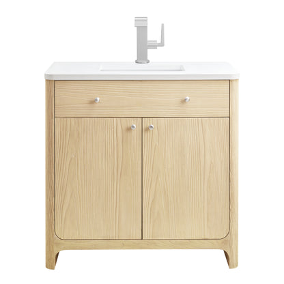 James Martin Vanities Gracyn 36" Coastal Driftwood Single Vanity With 3cm White Zeus Quartz Top