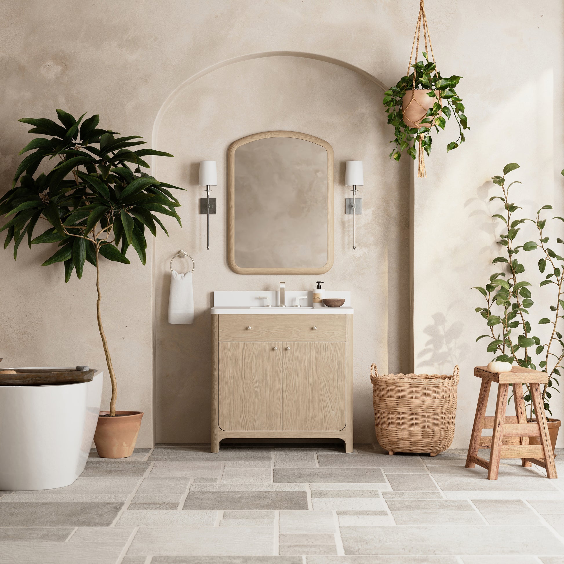 James Martin Vanities Gracyn 36" Coastal Driftwood Single Vanity With 3cm White Zeus Quartz Widespread Top