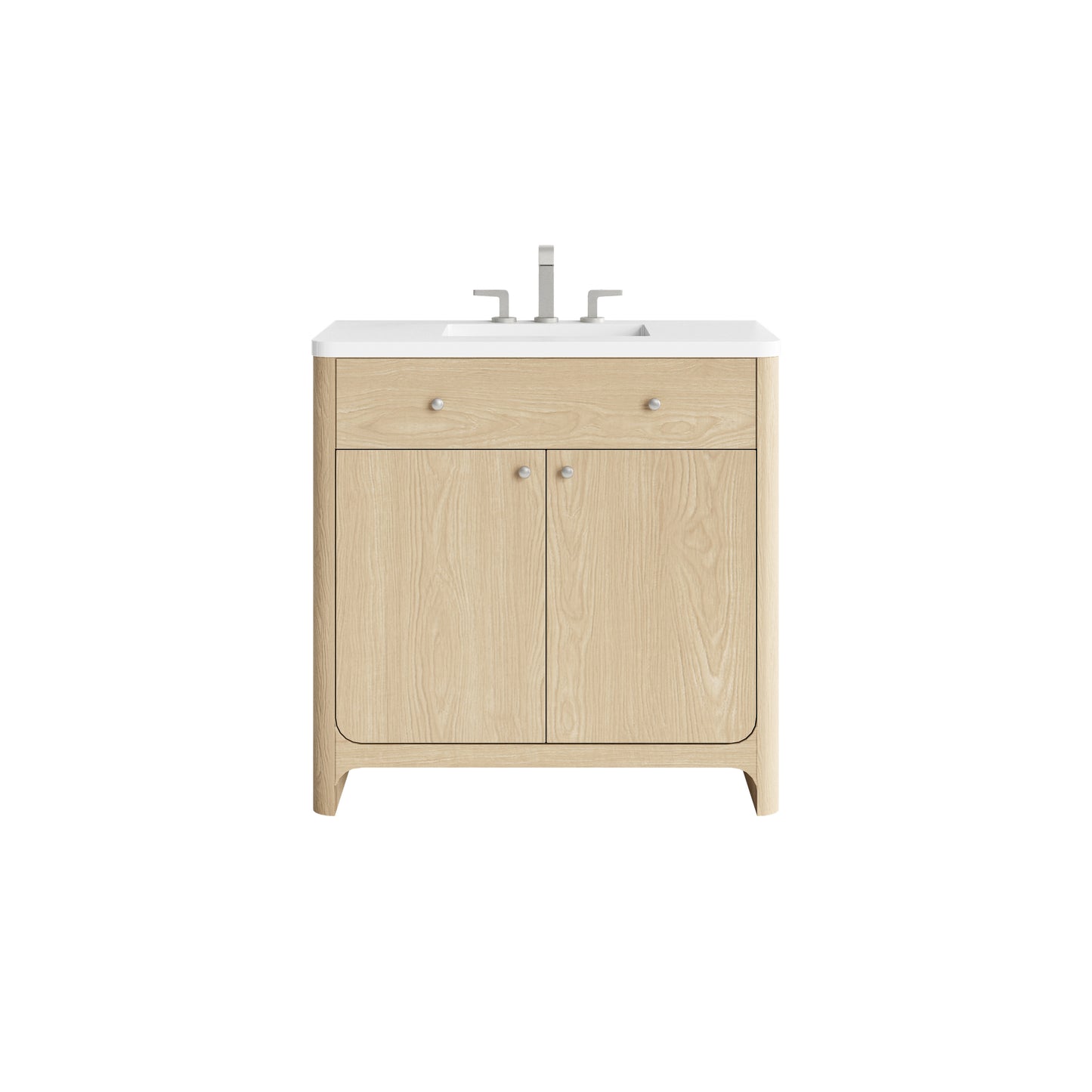 James Martin Vanities Gracyn 36" Coastal Driftwood Single Vanity With 3cm White Zeus Quartz Widespread Top