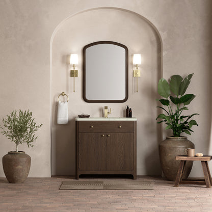 James Martin Vanities Gracyn 36" Sable Single Vanity With 3cm Victorian Silver Quartz Top