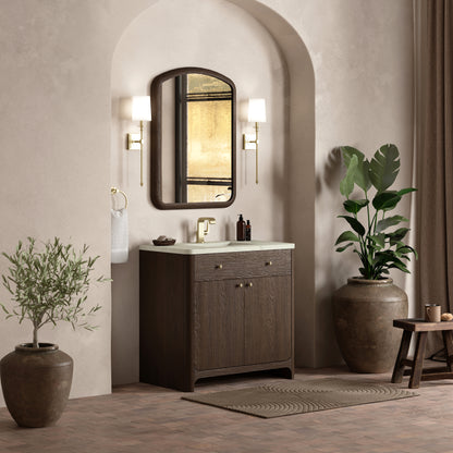 James Martin Vanities Gracyn 36" Sable Single Vanity With 3cm Victorian Silver Quartz Top