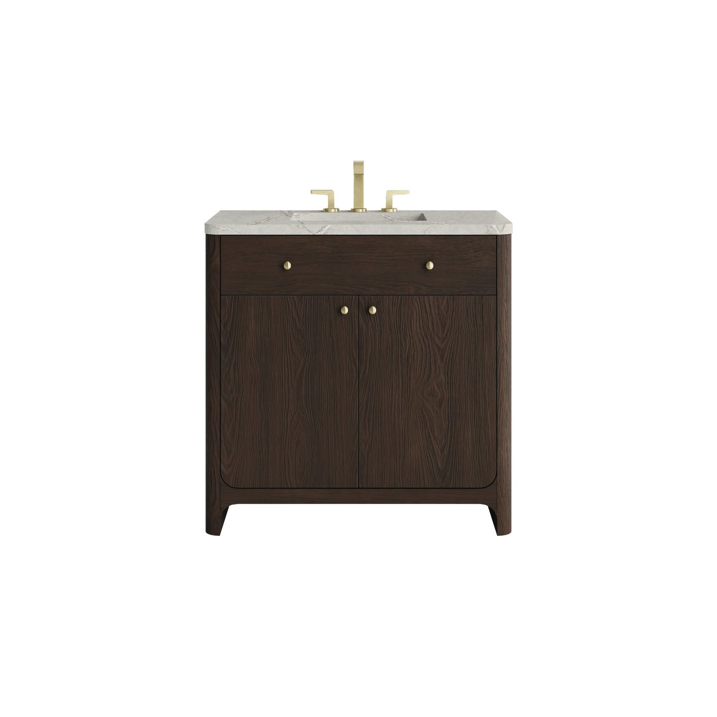 James Martin Vanities Gracyn 36" Sable Single Vanity With 3cm Victorian Silver Quartz Widespread Top