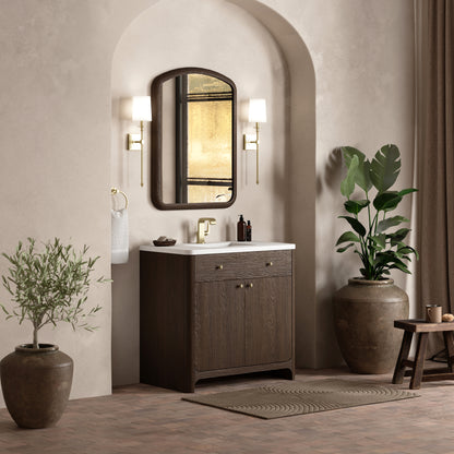 James Martin Vanities Gracyn 36" Sable Single Vanity With 3cm White Zeus Quartz Top