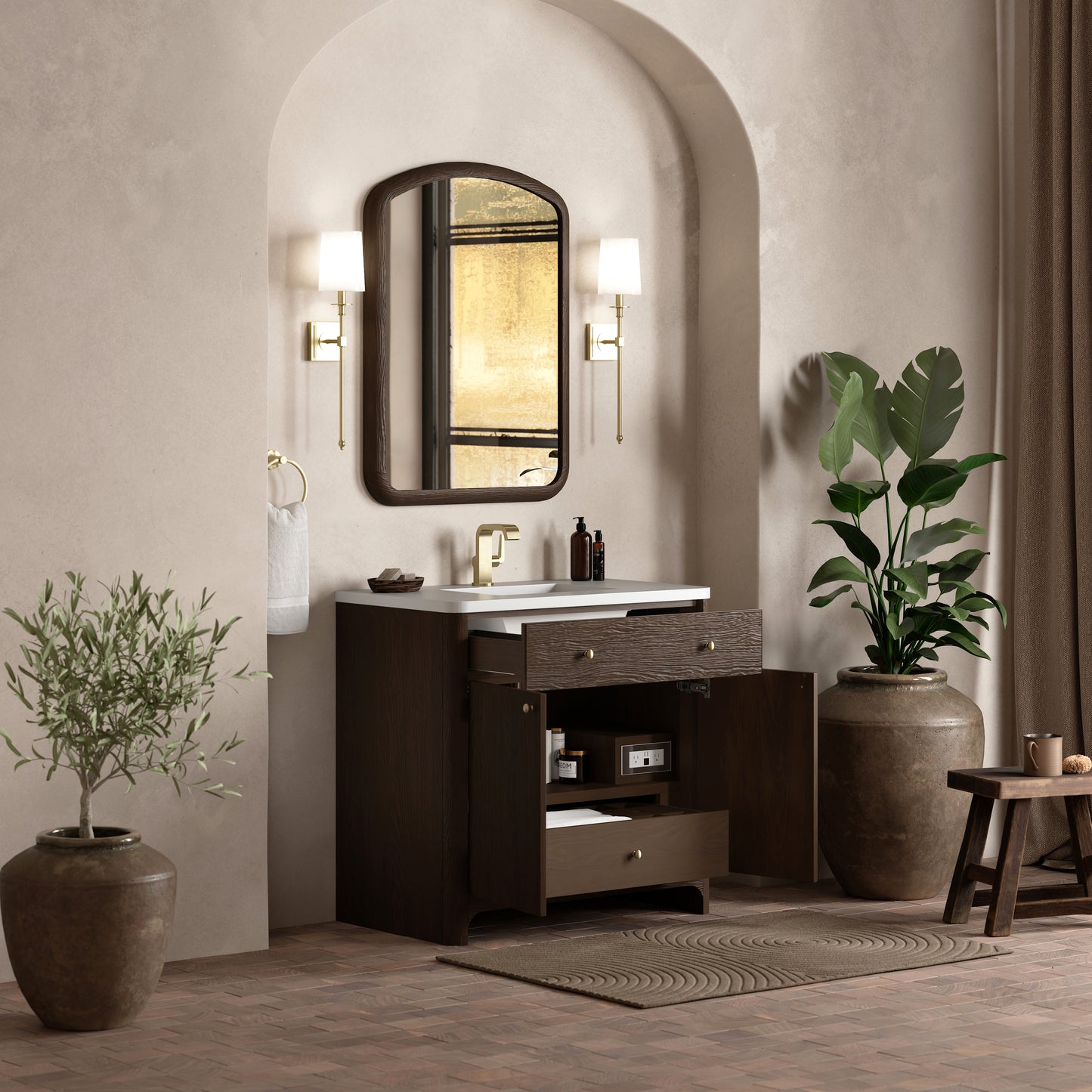 James Martin Vanities Gracyn 36" Sable Single Vanity With 3cm White Zeus Quartz Top