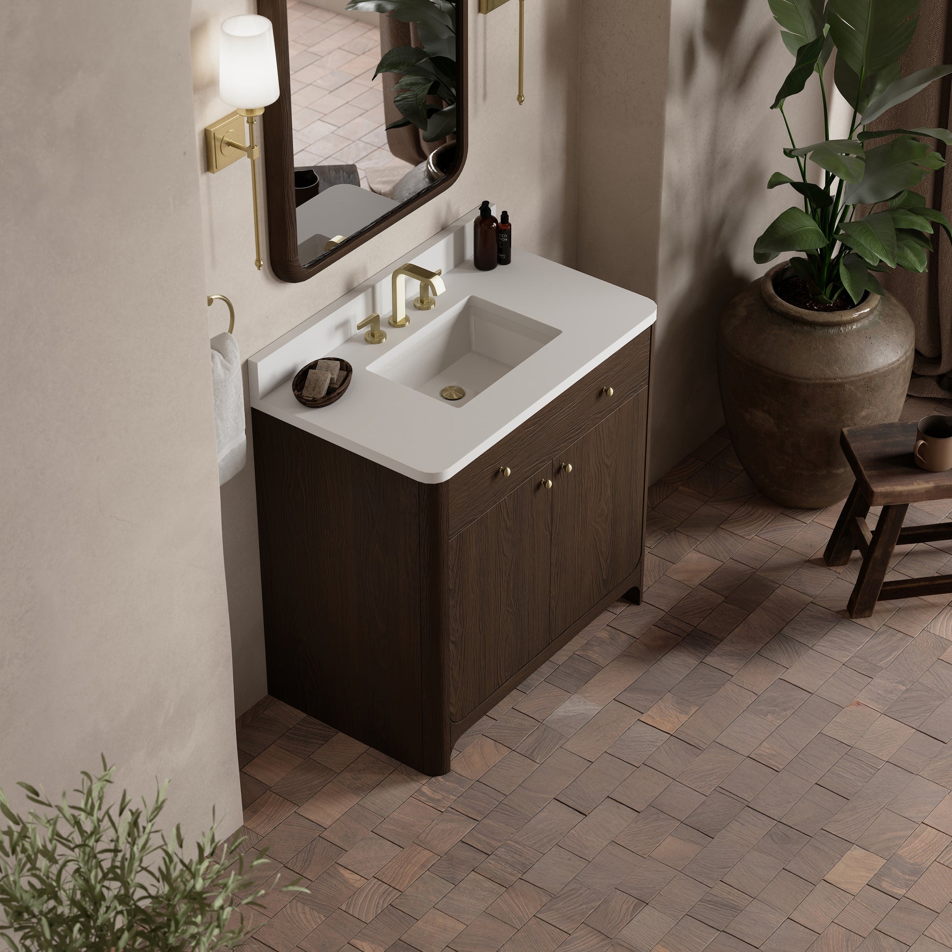 James Martin Vanities Gracyn 36" Sable Single Vanity With 3cm White Zeus Quartz Widespread Top