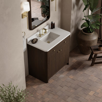 James Martin Vanities Gracyn 36" Sable Single Vanity With 3cm White Zeus Quartz Widespread Top