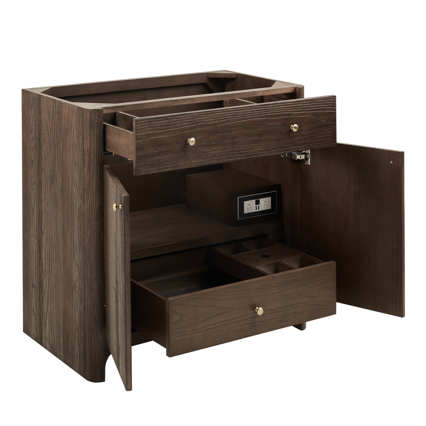 James Martin Vanities Gracyn 36" Sable Single Vanity With 3cm White Zeus Quartz Widespread Top