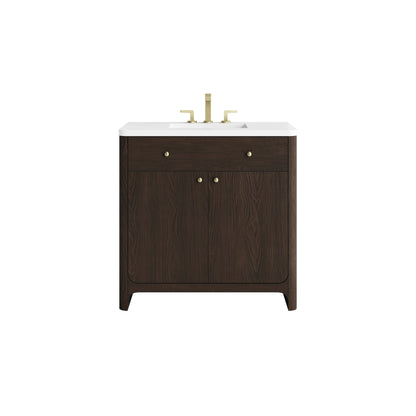 James Martin Vanities Gracyn 36" Sable Single Vanity With 3cm White Zeus Quartz Widespread Top