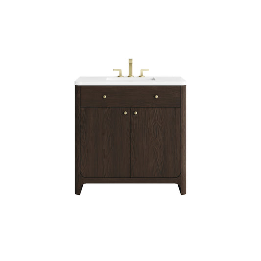 James Martin Vanities Gracyn 36" Sable Single Vanity With 3cm White Zeus Quartz Widespread Top