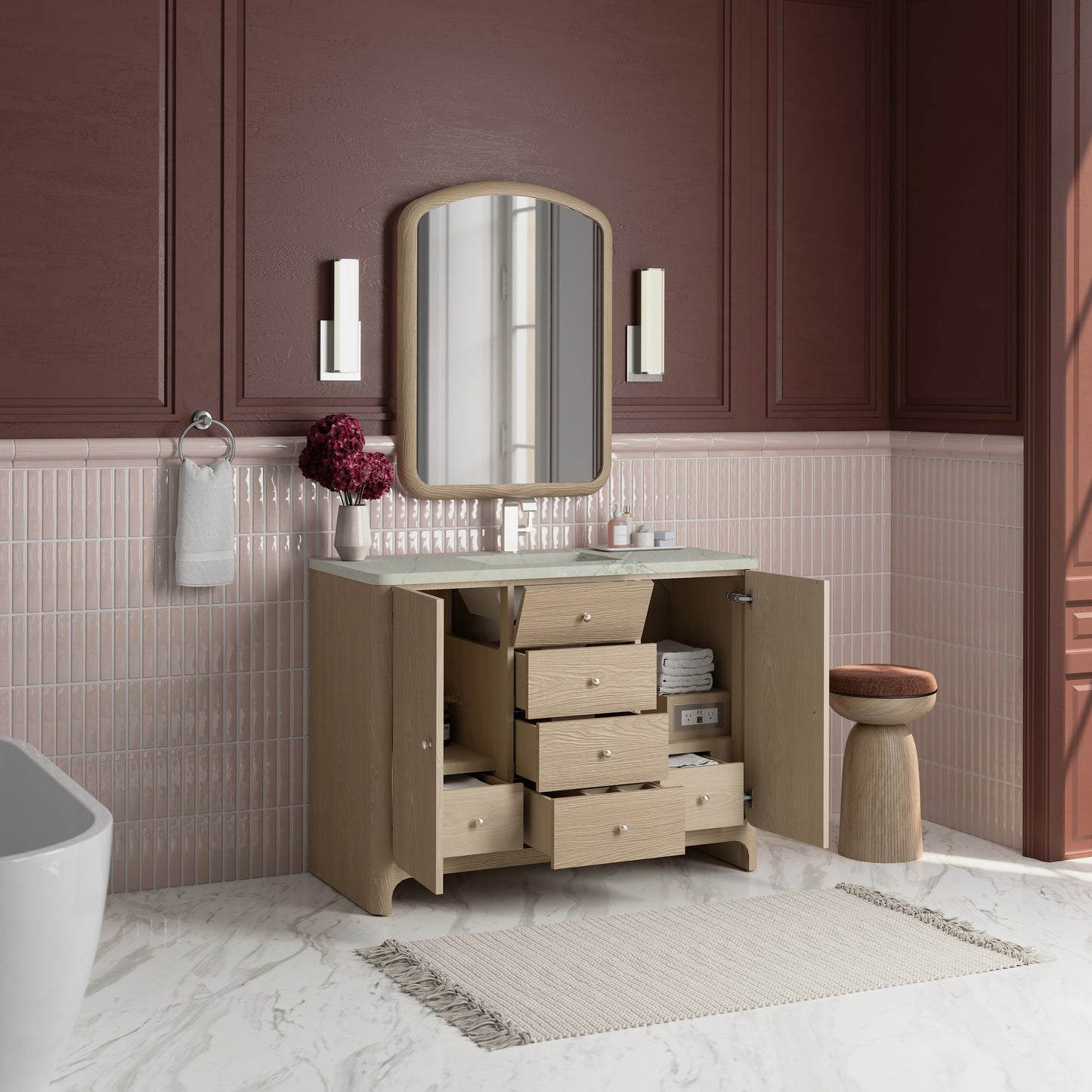 James Martin Vanities Gracyn 48" Coastal Driftwood Single Vanity With 3cm Victorian Silver Quartz Top