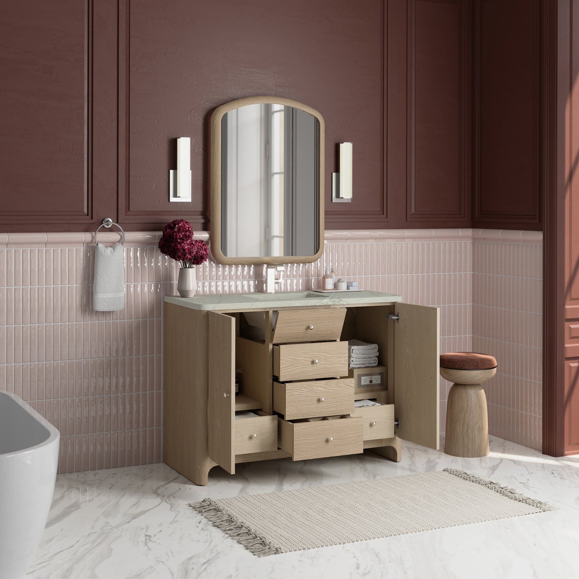 James Martin Vanities Gracyn 48" Coastal Driftwood Single Vanity With 3cm Victorian Silver Quartz Top