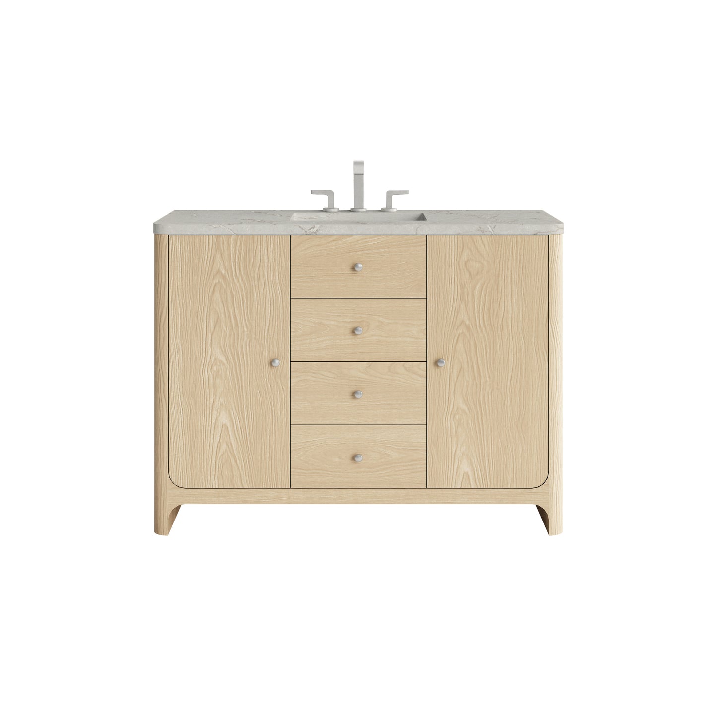 James Martin Vanities Gracyn 48" Coastal Driftwood Single Vanity With 3cm Victorian Silver Quartz Widespread Top
