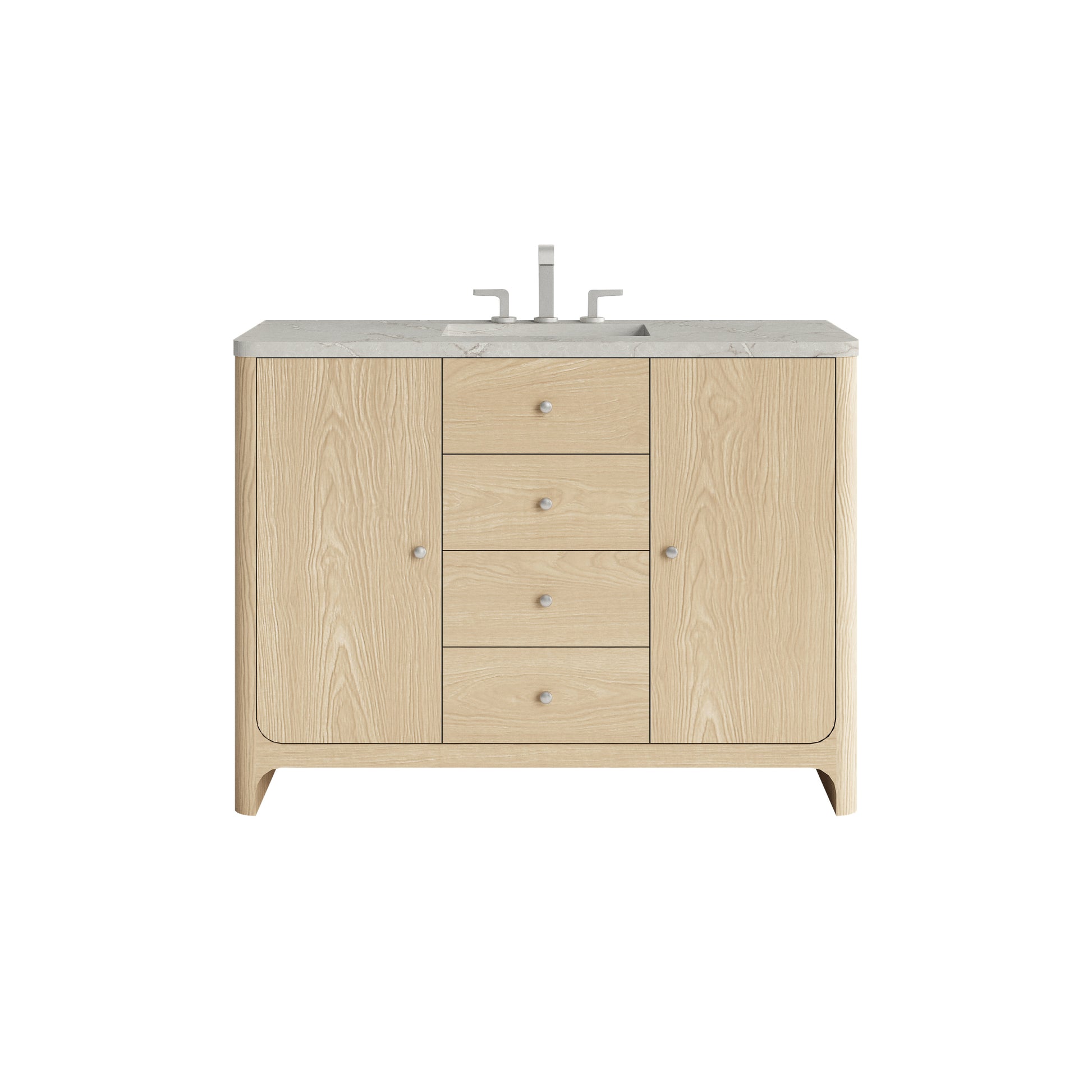 James Martin Vanities Gracyn 48" Coastal Driftwood Single Vanity With 3cm Victorian Silver Quartz Widespread Top