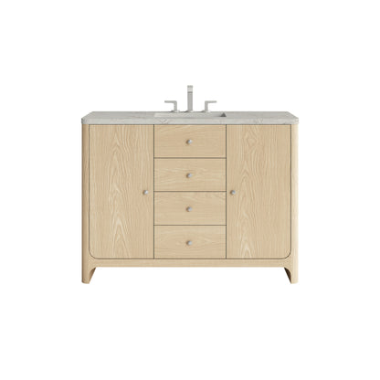 James Martin Vanities Gracyn 48" Coastal Driftwood Single Vanity With 3cm Victorian Silver Quartz Widespread Top