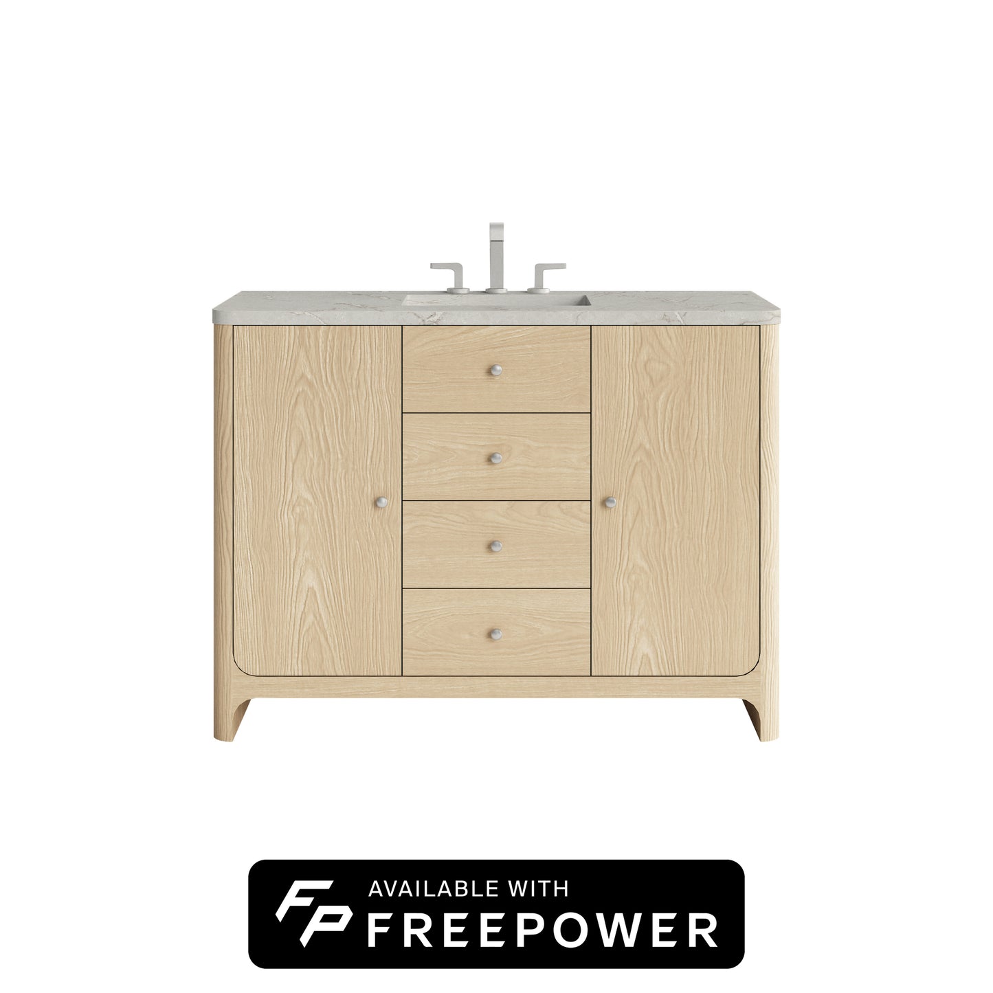 James Martin Vanities Gracyn 48" Coastal Driftwood Single Vanity With 3cm Victorian Silver Silestone Top With FreePower Wireless Charger