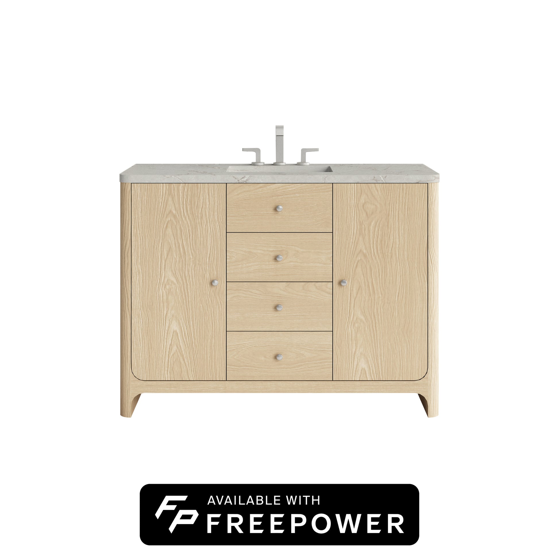 James Martin Vanities Gracyn 48" Coastal Driftwood Single Vanity With 3cm Victorian Silver Silestone Top With FreePower Wireless Charger