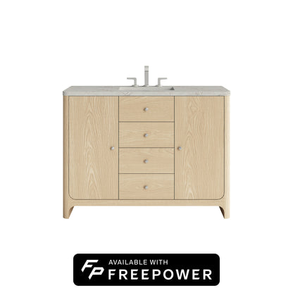 James Martin Vanities Gracyn 48" Coastal Driftwood Single Vanity With 3cm Victorian Silver Silestone Top With FreePower Wireless Charger