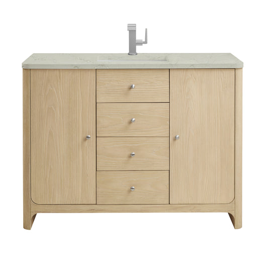James Martin Vanities Gracyn 48" Coastal Driftwood Single Vanity With 3cm Victorian Silver Silestone Top With FreePower Wireless Charger