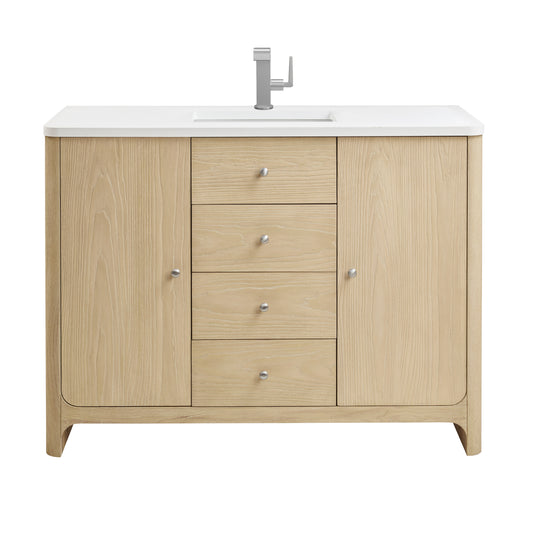 James Martin Vanities Gracyn 48" Coastal Driftwood Single Vanity With 3cm White Zeus Quartz Top