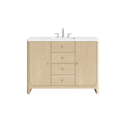 James Martin Vanities Gracyn 48" Coastal Driftwood Single Vanity With 3cm White Zeus Quartz Widespread Top