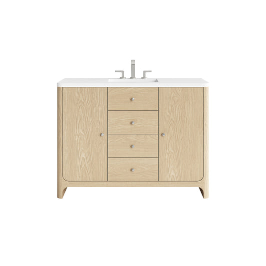 James Martin Vanities Gracyn 48" Coastal Driftwood Single Vanity With 3cm White Zeus Quartz Widespread Top