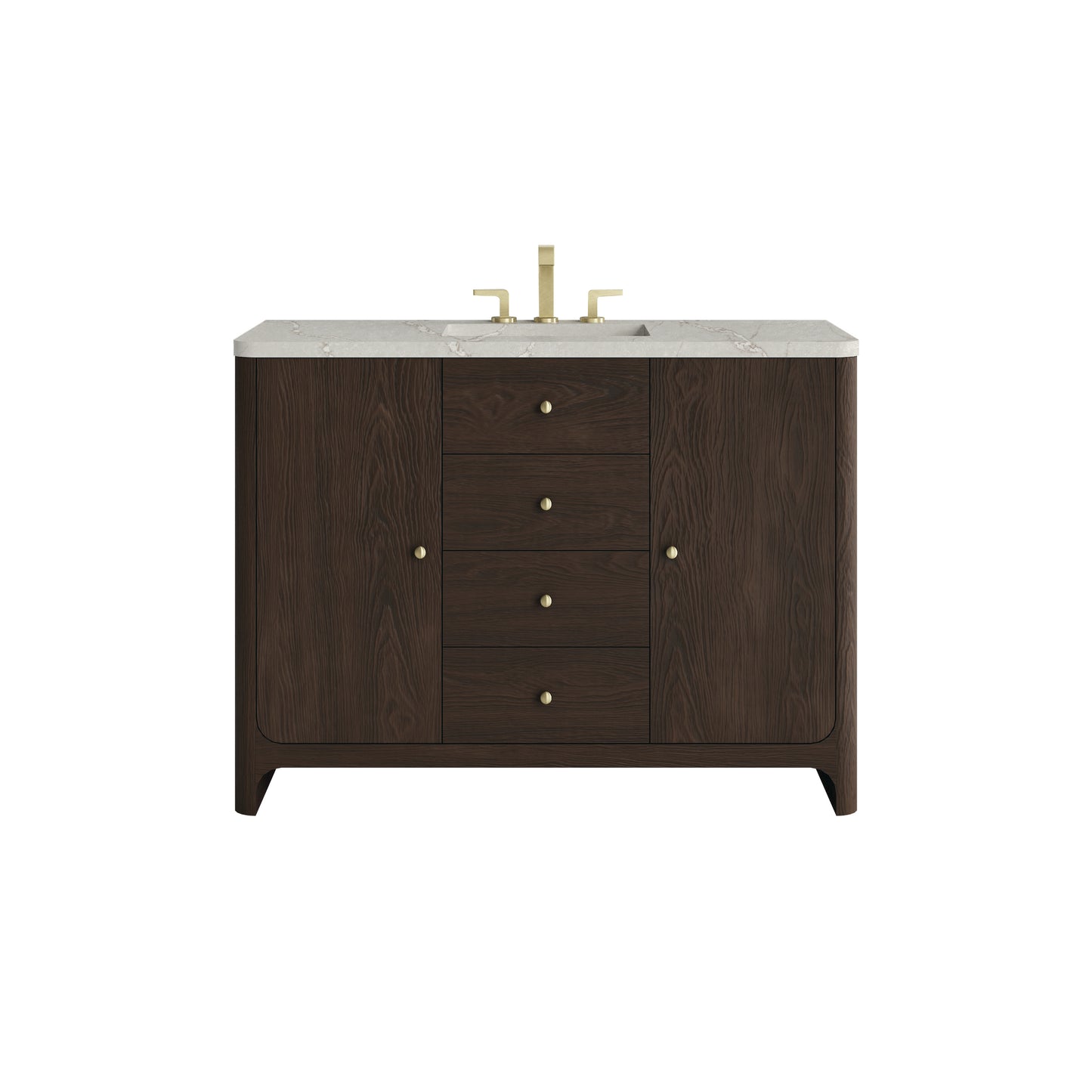 James Martin Vanities Gracyn 48" Sable Single Vanity With 3cm Victorian Silver Quartz Widespread Top