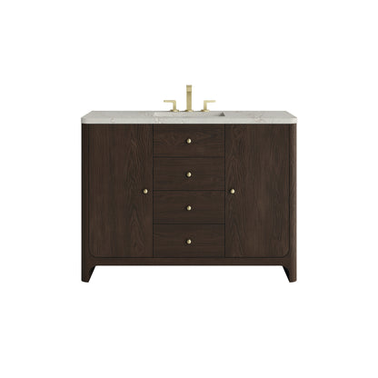 James Martin Vanities Gracyn 48" Sable Single Vanity With 3cm Victorian Silver Quartz Widespread Top