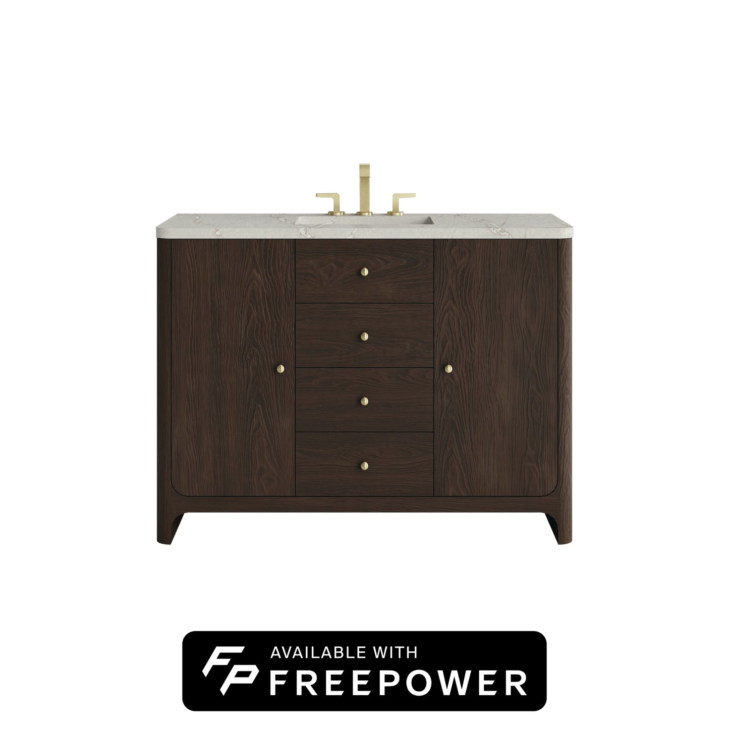 James Martin Vanities Gracyn 48" Sable Single Vanity With 3cm Victorian Silver Silestone Top With FreePower Wireless Charger