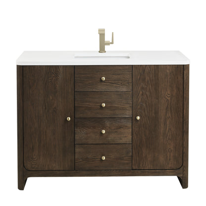 James Martin Vanities Gracyn 48" Sable Single Vanity With 3cm White Zeus Quartz Top
