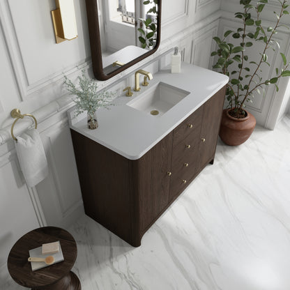 James Martin Vanities Gracyn 48" Sable Single Vanity With 3cm White Zeus Quartz Widespread Top