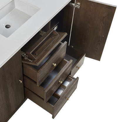 James Martin Vanities Gracyn 48" Sable Single Vanity With 3cm White Zeus Quartz Widespread Top