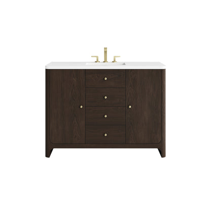 James Martin Vanities Gracyn 48" Sable Single Vanity With 3cm White Zeus Quartz Widespread Top