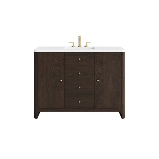 James Martin Vanities Gracyn 48" Sable Single Vanity With 3cm White Zeus Quartz Widespread Top