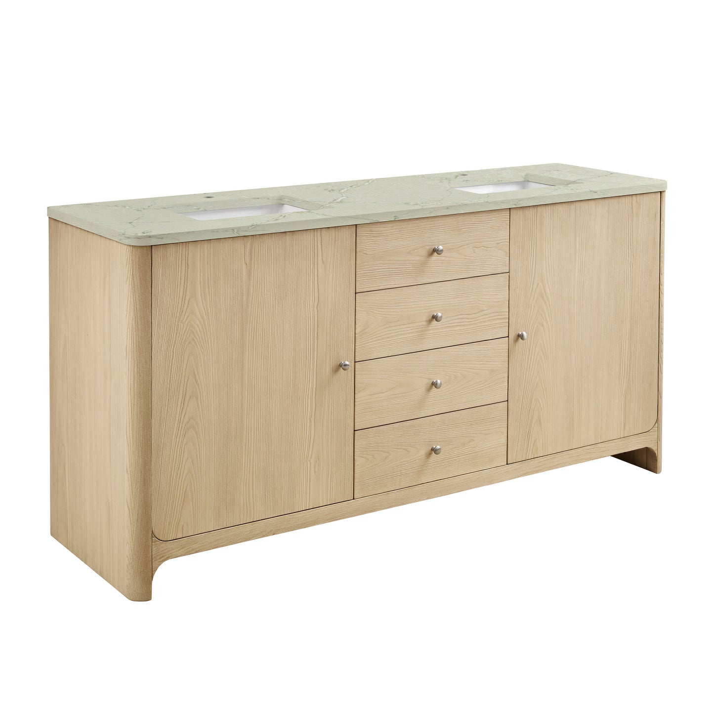 James Martin Vanities Gracyn 72" Coastal Driftwood Double Vanity With 3cm Victorian Silver Quartz Top