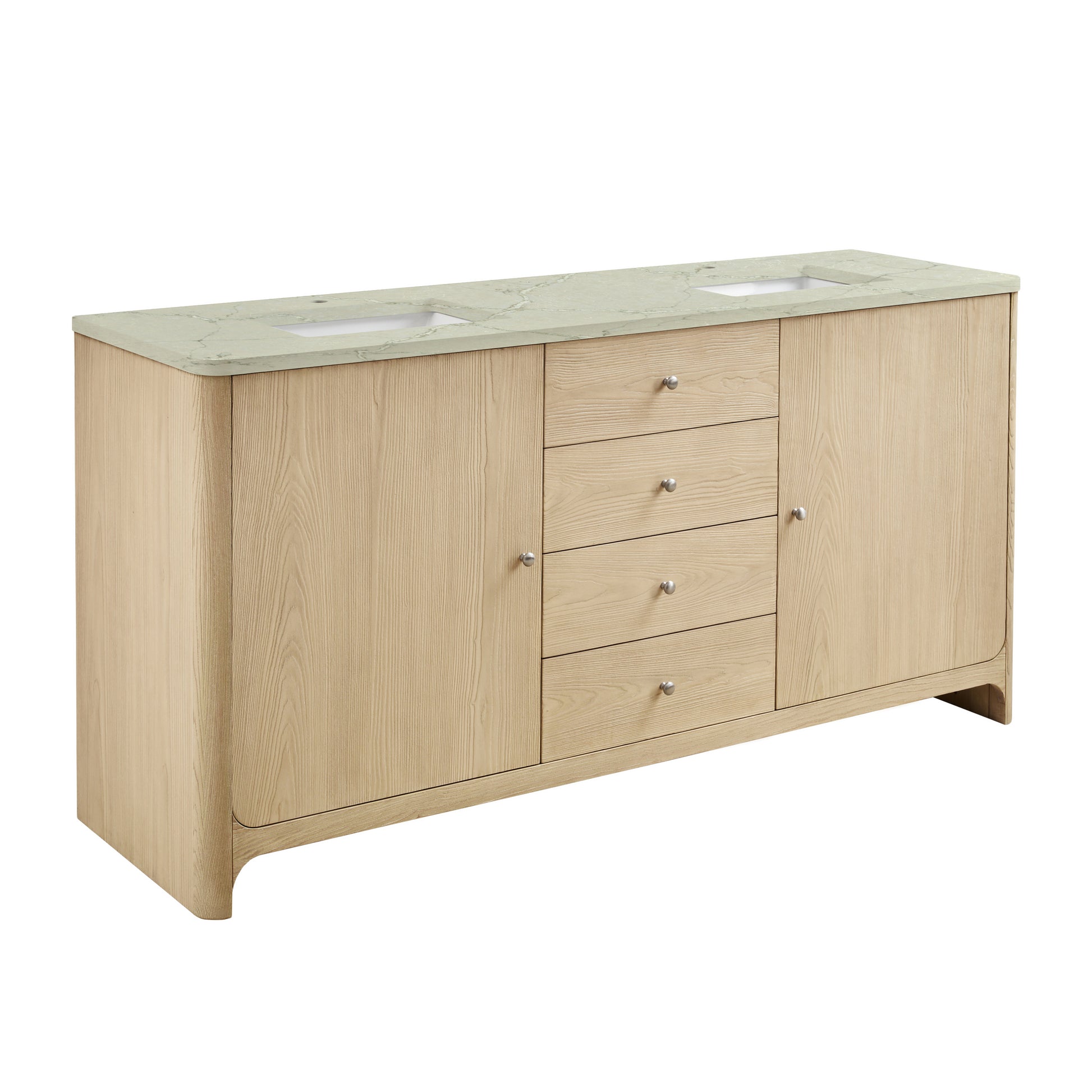James Martin Vanities Gracyn 72" Coastal Driftwood Double Vanity With 3cm Victorian Silver Quartz Top