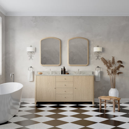 James Martin Vanities Gracyn 72" Coastal Driftwood Double Vanity With 3cm Victorian Silver Quartz Widespread Top