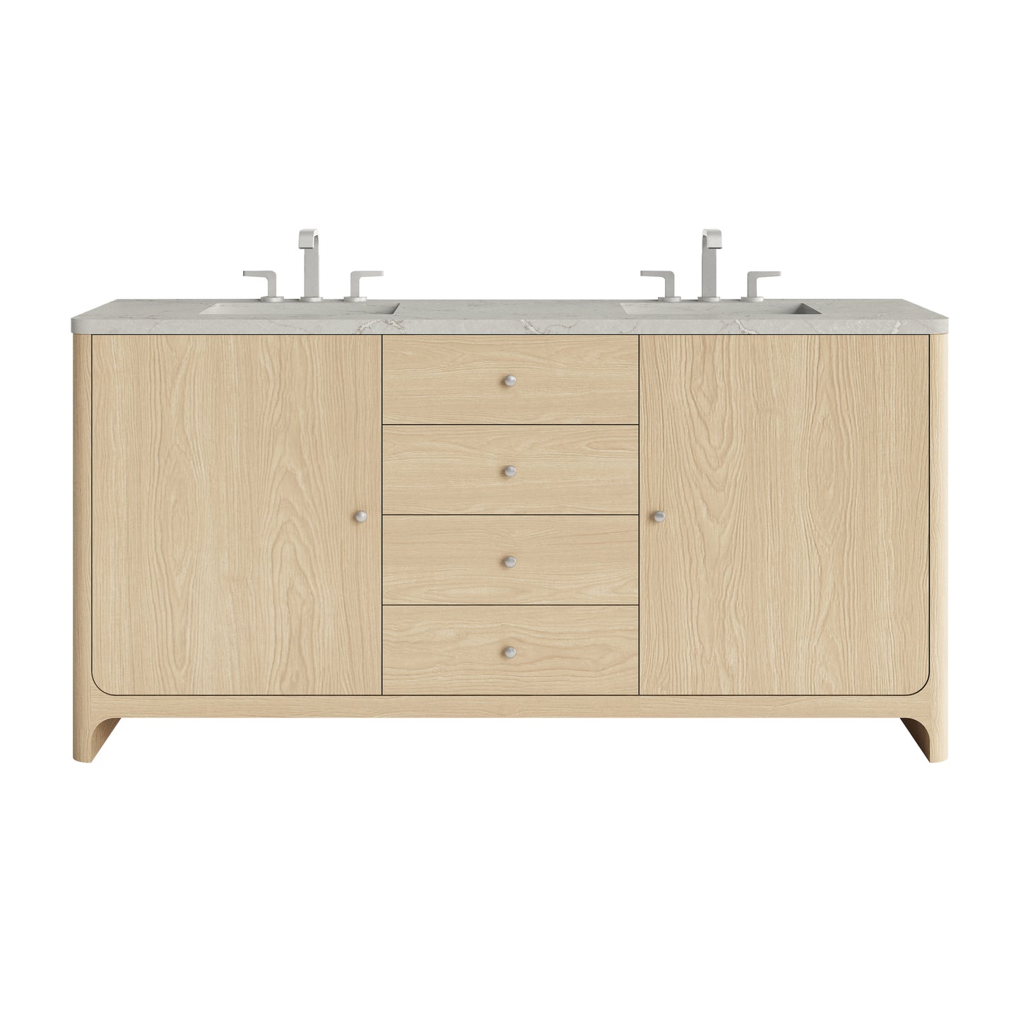 James Martin Vanities Gracyn 72" Coastal Driftwood Double Vanity With 3cm Victorian Silver Quartz Widespread Top