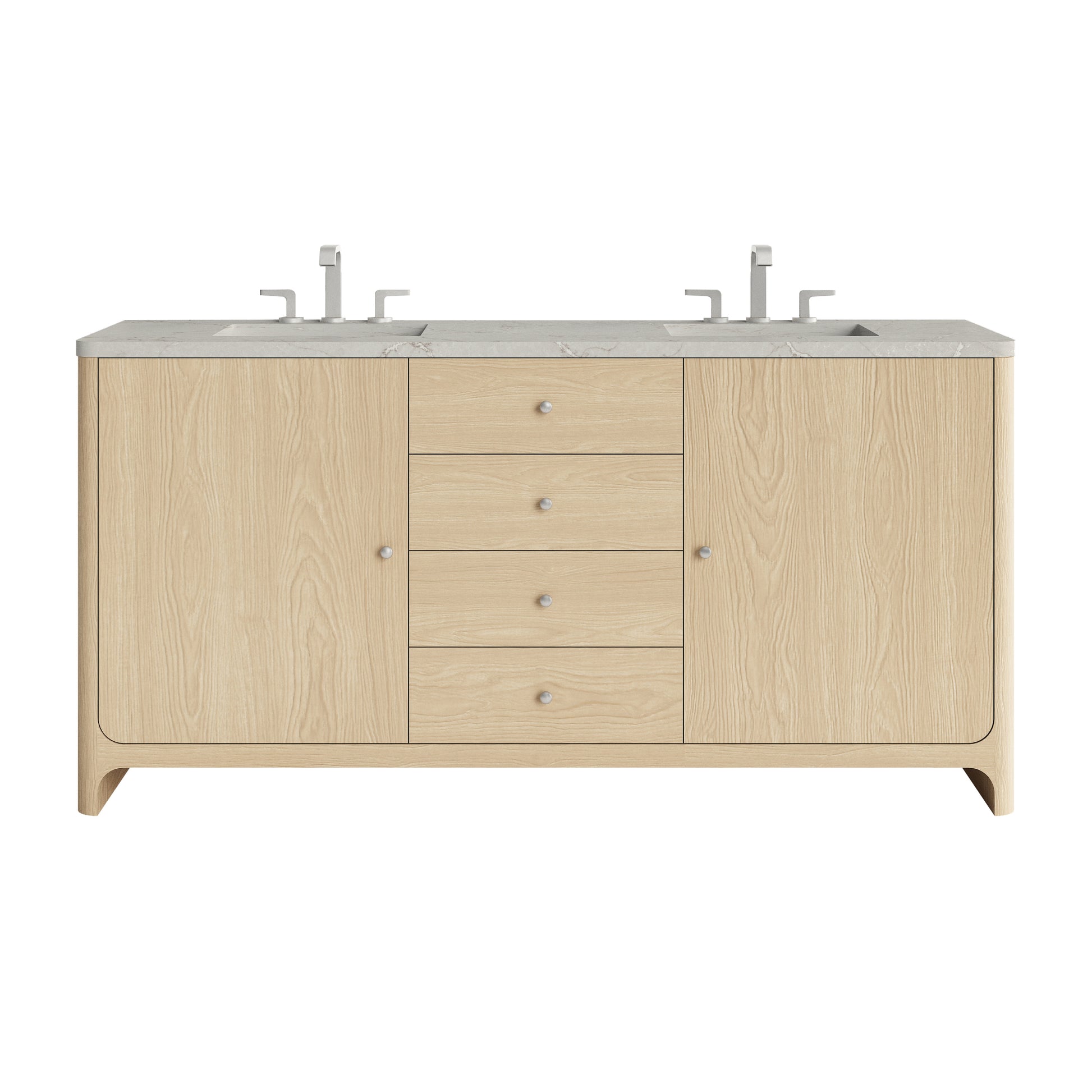 James Martin Vanities Gracyn 72" Coastal Driftwood Double Vanity With 3cm Victorian Silver Quartz Widespread Top