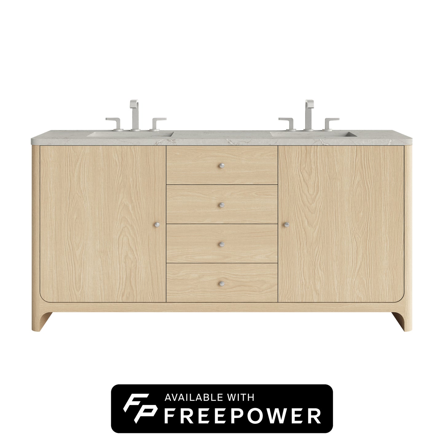 James Martin Vanities Gracyn 72" Coastal Driftwood Double Vanity With 3cm Victorian Silver Silestone Top With FreePower Wireless Charger