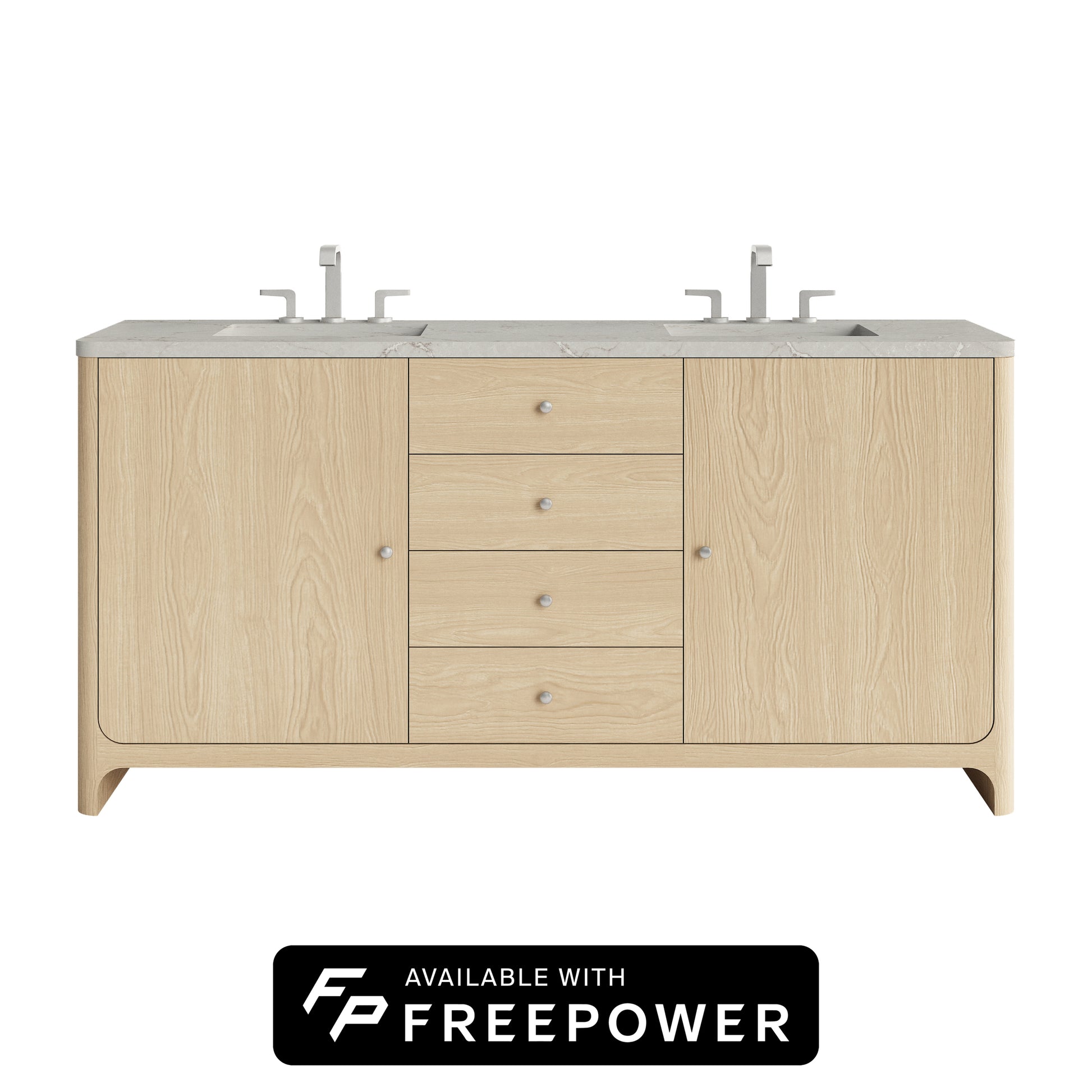 James Martin Vanities Gracyn 72" Coastal Driftwood Double Vanity With 3cm Victorian Silver Silestone Top With FreePower Wireless Charger