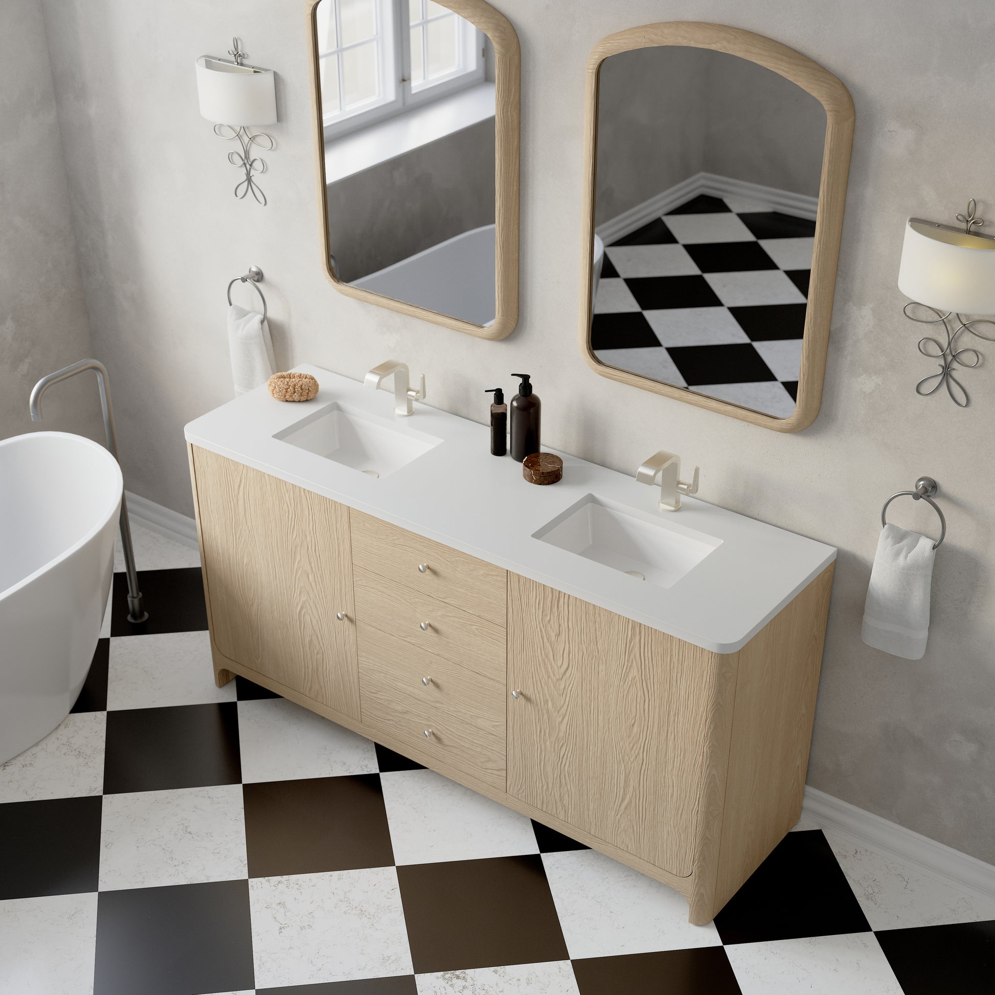 James Martin Vanities Gracyn 72" Coastal Driftwood Double Vanity With 3cm White Zeus Quartz Top