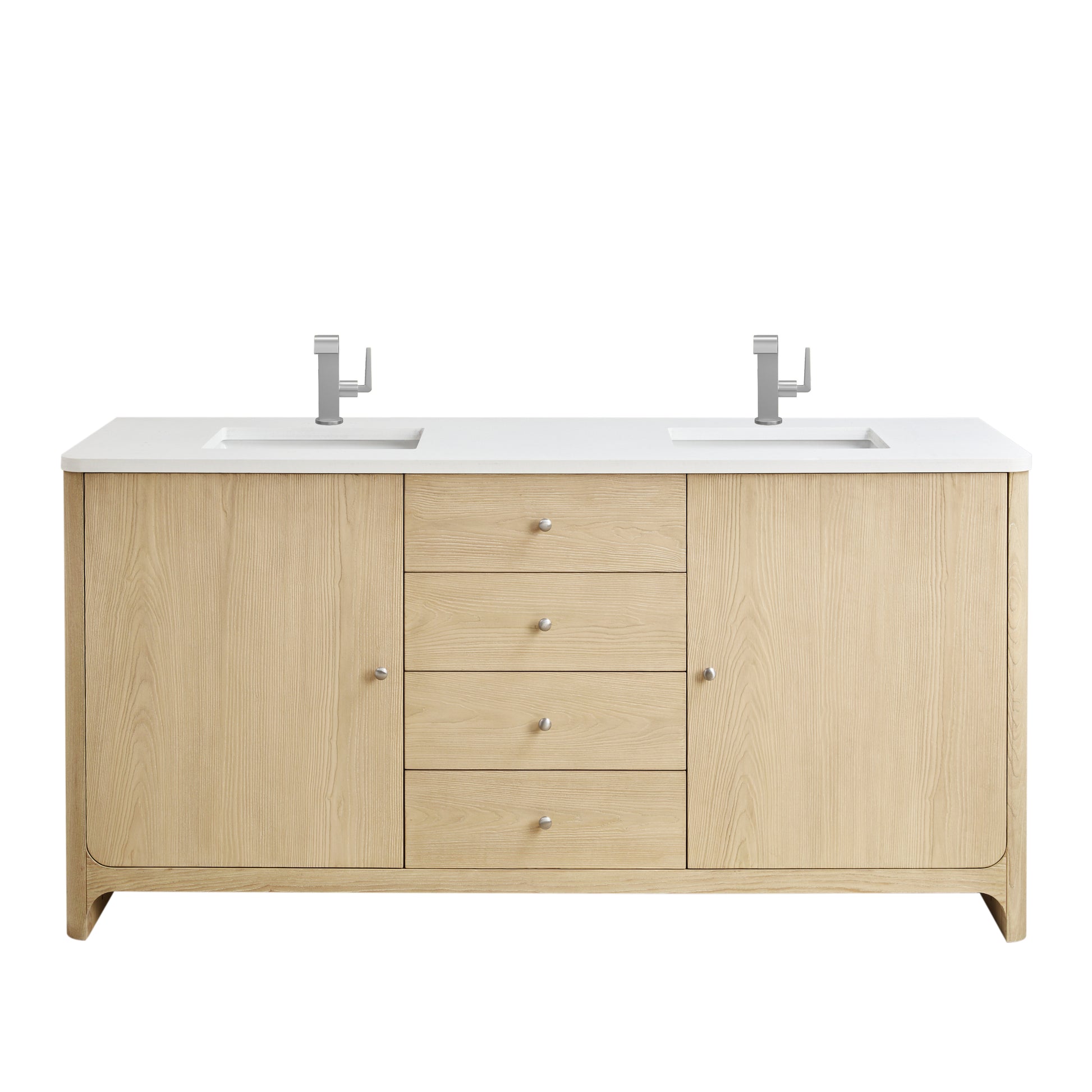 James Martin Vanities Gracyn 72" Coastal Driftwood Double Vanity With 3cm White Zeus Quartz Top