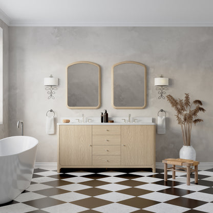 James Martin Vanities Gracyn 72" Coastal Driftwood Double Vanity With 3cm White Zeus Quartz Widespread Top