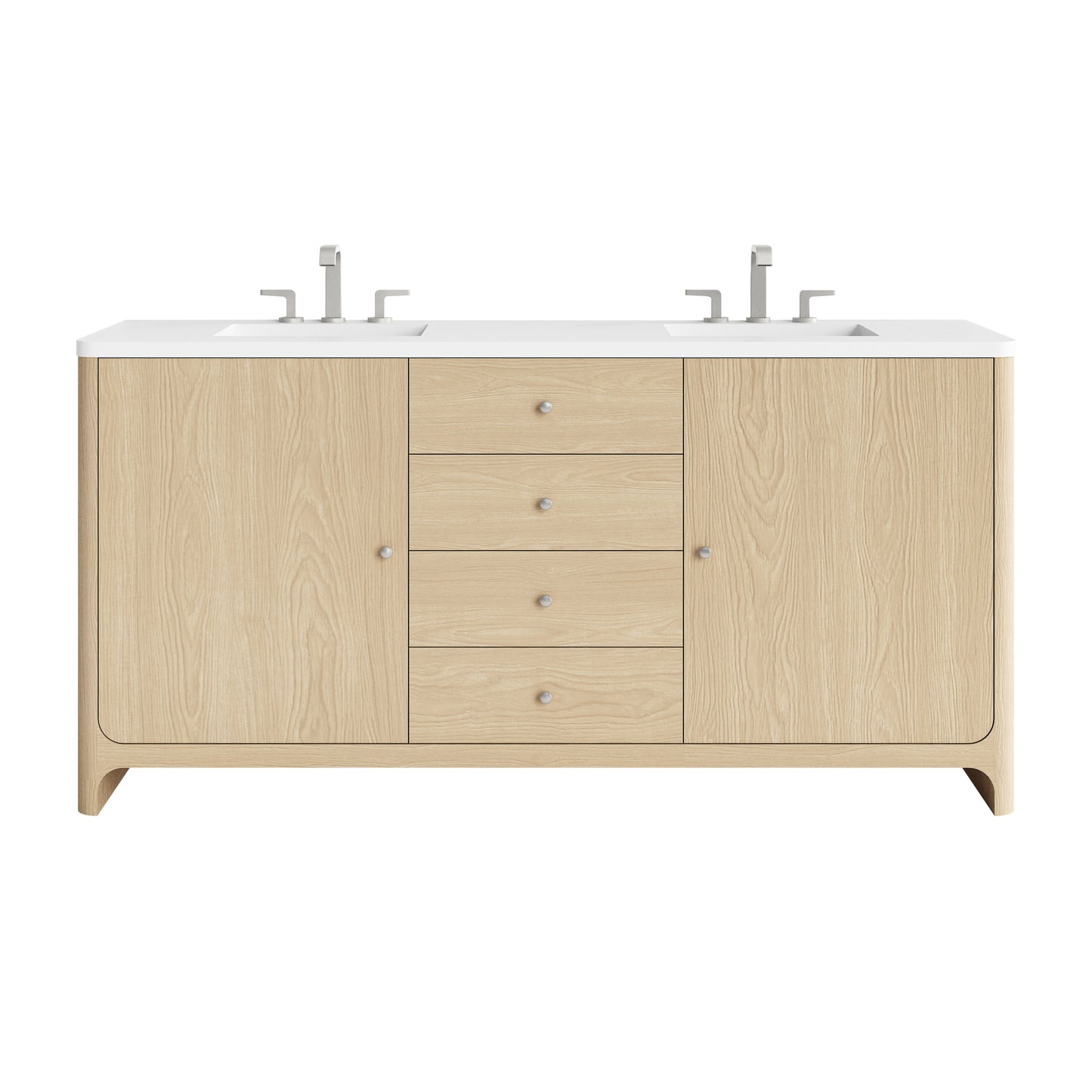 James Martin Vanities Gracyn 72" Coastal Driftwood Double Vanity With 3cm White Zeus Quartz Widespread Top