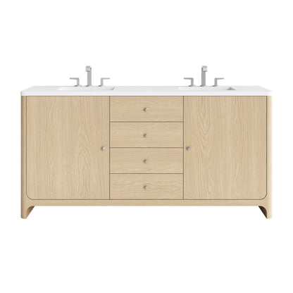 James Martin Vanities Gracyn 72" Coastal Driftwood Double Vanity With 3cm White Zeus Quartz Widespread Top