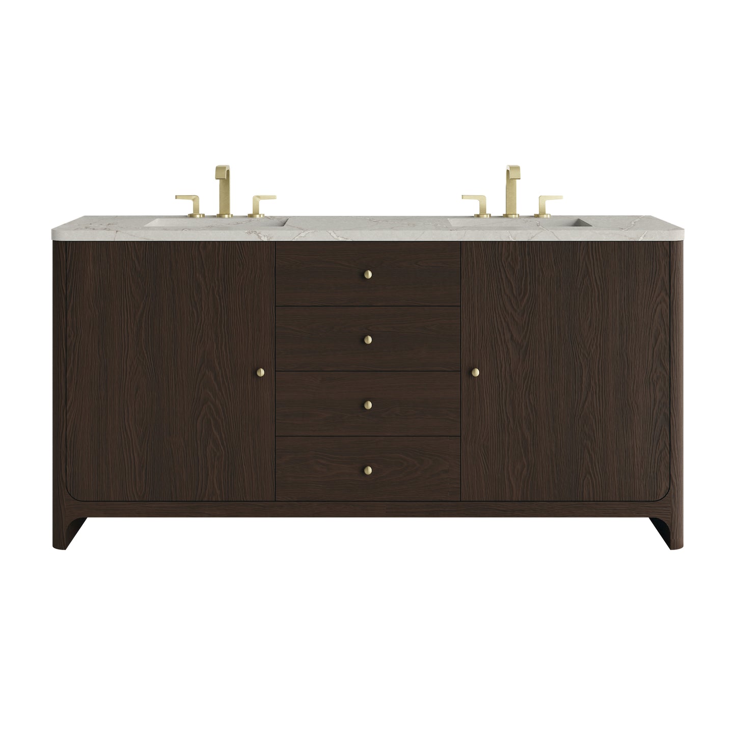 James Martin Vanities Gracyn 72" Sable Double Vanity With 3cm Victorian Silver Quartz Widespread Top